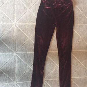Red velour leggings